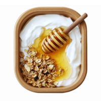 Delicious Bowl of Yogurt with Honey and Granola on Transparent Background png