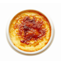 Delicious Creamy Vanilla Creme Brulee Dessert with Caramelized Sugar Top View on Transparent Background png