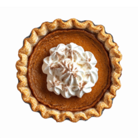 Delicious Pumpkin Pie with Whipped Cream Topping on a Transparent Background png