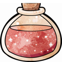 Decorative Fantasy Potion Bottle with Shimmering Liquid and Cork Stopper for Magical Themes png