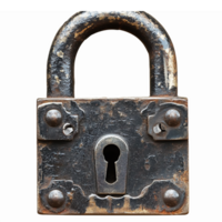 Rustic Vintage Padlock with Keyhole on Transparent Background for Security and Lock Concepts png