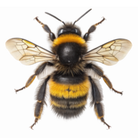 Realistic Bumblebee Close-Up with Detailed Features and Transparent Background for Educational Use png