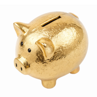 Shiny Golden Piggy Bank for Savings and Investment Concepts with Transparent Background png