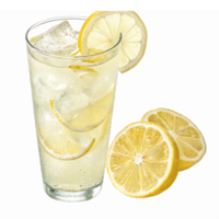 Refreshing Lemonade with Ice and Slices in a Tall Glass for Summer Drinks and Recipes png