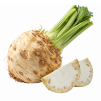 Fresh Celery Root with Green Stalks and Slices for Healthy Recipes and Cooking png