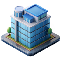 vibrant rustic Isometric view of a contemporary office building, high resolution png