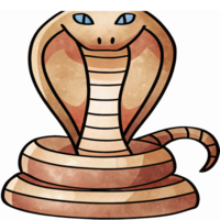 Realistic Watercolor Cobra Snake Illustration with Detailed Features and Transparent Background png