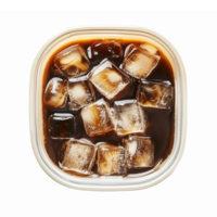 Iced Coffee with Ice Cubes in Container on Transparent Background png
