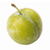 Fresh Green Plum with Glossy Skin and Stem on Transparent Background for Culinary Use png