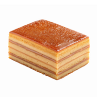 Delicious Layered Cake Slice with Smooth Creamy Filling and Glazed Top on Transparent Background png