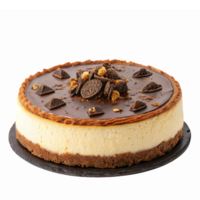Decadent Chocolate Oreo Cheesecake with Cookie Crumble Topping on Transparent Background png