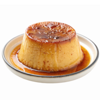 Delicious Caramel Flan Dessert on Plate with Sweet Syrup for Gastronomy and Culinary Designs png