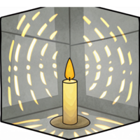 Elegant Candle Flame Casting Light Effects in Dim Corner Setting for Tranquil Ambiance png