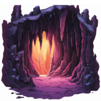 Mystical Cave Entrance with Glowing Light and Dramatic Rock Formations for Fantasy Illustrations png