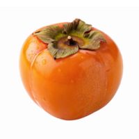 Fresh Ripe Persimmon Fruit with Water Droplets Bright Orange Color on Transparent Background png