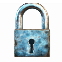 Rusty Blue Padlock with Keyhole for Security and Protection Concepts png