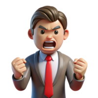 serene modern Angry businessman, clenched fists, red tie, exclusive png