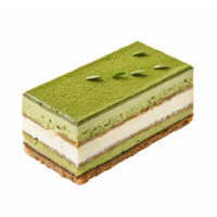 Delicious Matcha Layered Cake with Creamy Filling and Crisp Base on Transparent Background png