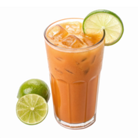 Refreshing Citrus Cocktail with Ice and Lime Slices in Tall Glass on Transparent Background png