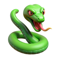 vibrant classic Slithering snake, green scales, forked tongue, exclusive png