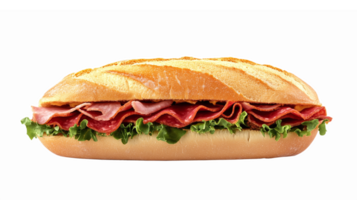 Freshly Made Sub Sandwich with Layers of Lettuce and Meats Ideal for Culinary Designs png