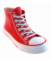 Stylish Red High Top Sneaker with White Laces on Transparent Background png