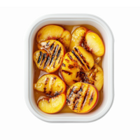 Grilled Peaches in Syrup Serving in a White Container with Transparent Background png