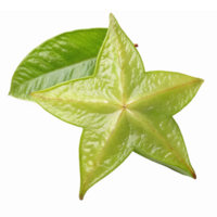 Fresh Green Starfruit Slice and Leaf on Transparent Background for Healthy Eating and Cooking png