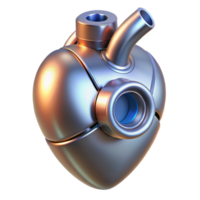 vibrant rustic Artificial heart, metallic, glowing core detailed png