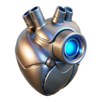stunning modern Artificial heart, metallic, glowing core genuine png