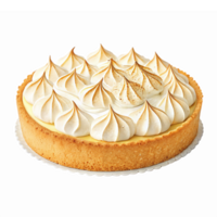 Delicious Lemon Meringue Pie with Creamy Topping and Golden Swirls on Transparent Background png