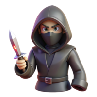 magnificent vintage A hooded assassin, holding a poisoned dagger premium png