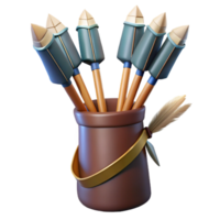 dramatic abstract A quiver full of arrows, fletched with eagle feathers high quality png