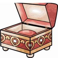 Decorative Open Treasure Box with Intricate Patterns and Soft Colors for Art and Design Projects png