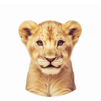 Adorable Lion Cub Face with Realistic Features on Transparent Background for Nature Themes png