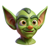 impressive abstract A cartoon goblin head, with large, pointed ears detailed png