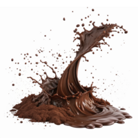 Chocolate Splash and Cocoa Powder Wave in Realistic 3D Rendering for Culinary Designs png