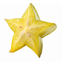 Fresh Starfruit Sliced in Star Shape Bright Yellow Tropical Fruit with Transparent Background png