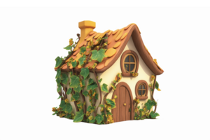 Charming Cottage Surrounded by Lush Green Ivy with Whimsical Architecture and Cozy Appeal png