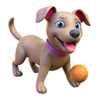 dramatic rustic Playful dog fetching a ball, authentic png