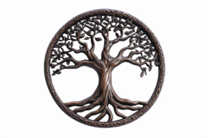 Intricate Tree of Life Design Circular Symbol with Roots and Branches in Dark Color png