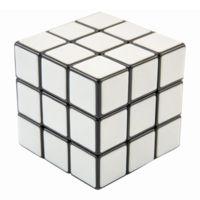 3D White Rubiks Cube Puzzle with Black Borders and Transparent Background png