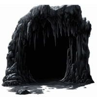 Dark Cavern Entrance with Jagged Rocks and Icicles for Fantasy and Adventure Themes png