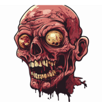 Realistic Mad Zombie Head with Exaggerated Features and Grotesque Expression for Horror Themes png