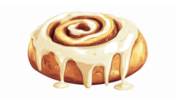 Delicious Cinnamon Roll with Creamy Icing Dripping on a Transparent Background png