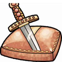 Sword Embedded in a Loaf of Bread Illustration for Fantasy Cooking Themes png