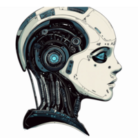 Futuristic Robot Head Profile with Mechanical Components and High-Tech Details png