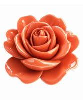 Vibrant Orange Rose Flower 3D Render with Glossy Petals for Floral Design and Decoration png