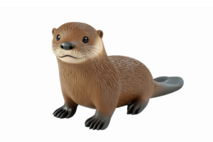 Realistic Highland River Otter Character with Cute Features and Transparent Background png
