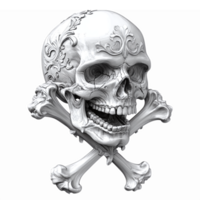 Intricate Skull and Crossbones Symbol with Ornate Detailing for Gothic and Pirate Themes png